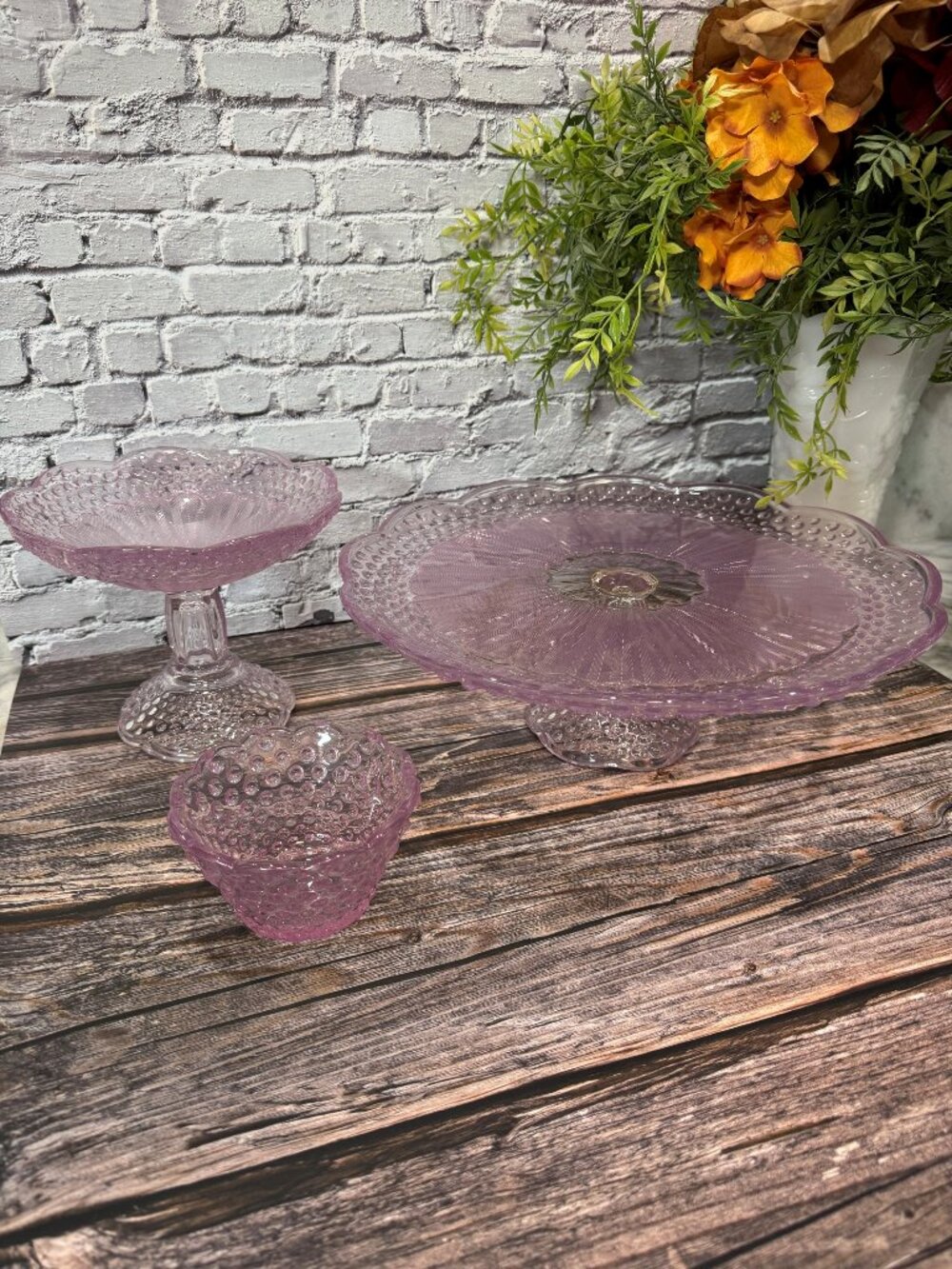 Vintage Gorham Crystal "Emily's Attic" Pattern Cake Plate/Compote/Votive
